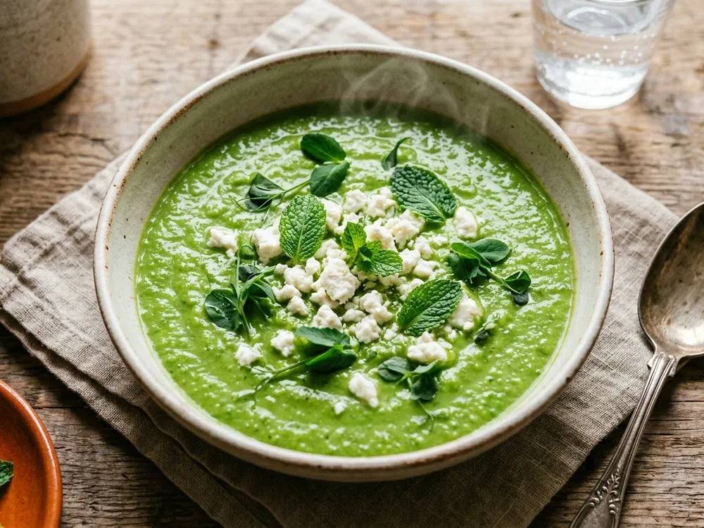 Crème de petits pois menthe & feta