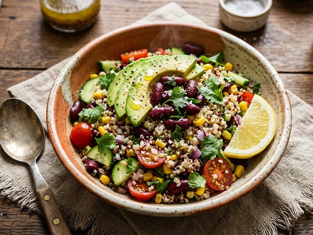 Salade quinoa, avocats, haricots rouges & citron